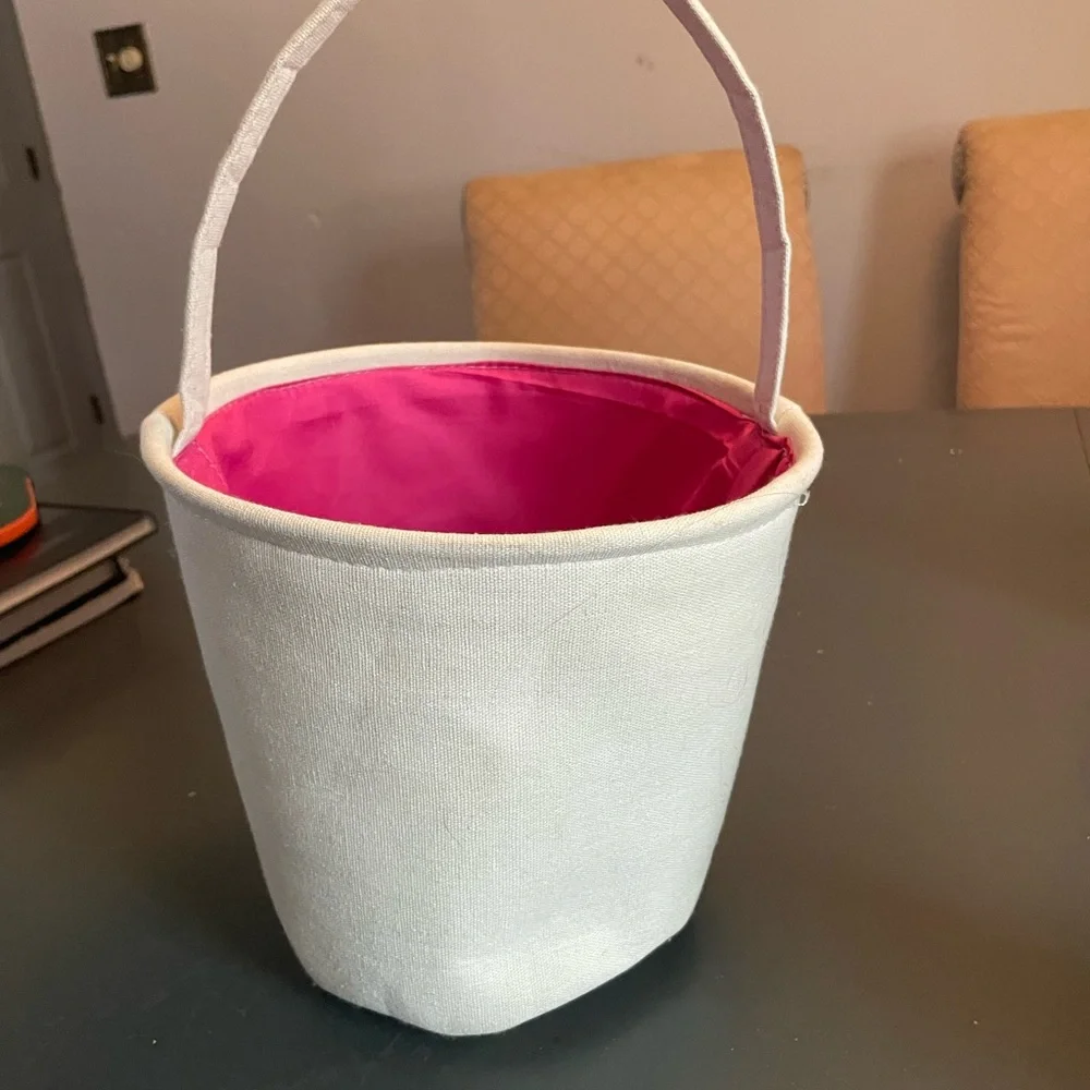 Pink Bunny Canvas Tote basket Easter spring